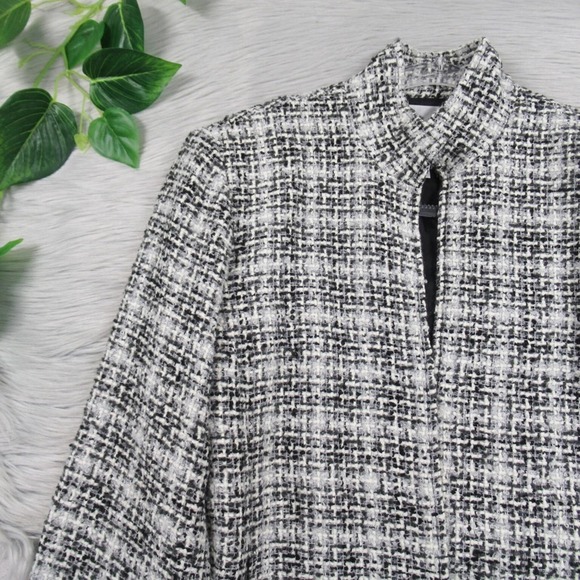 CHICO’S 1 Black White Tweed Open Front Jacket Women’s Size Medium / 8 - Picture 4 of 11